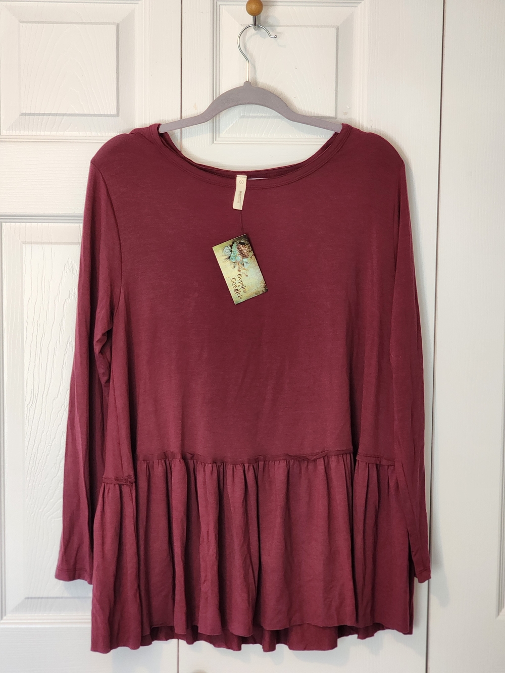 Wishlist Mauve Long Sleeve Peplum Top Size Large - Picture 5 of 9